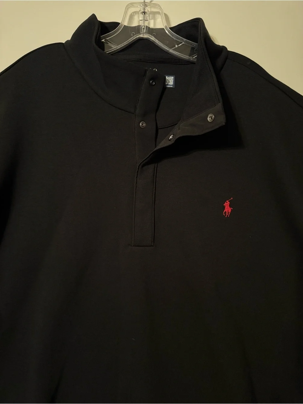 Polo by Ralph Lauren Black Half-Zip Sweatshirt with Red Pony